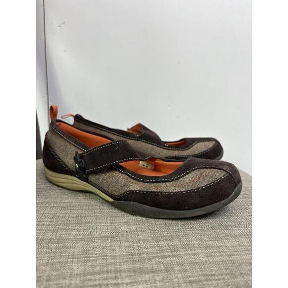 Lands' End Shoes - Lands End Shoes Womens Size 9.5 Mary Jane Comfort Brown Suede Canvas Loafer